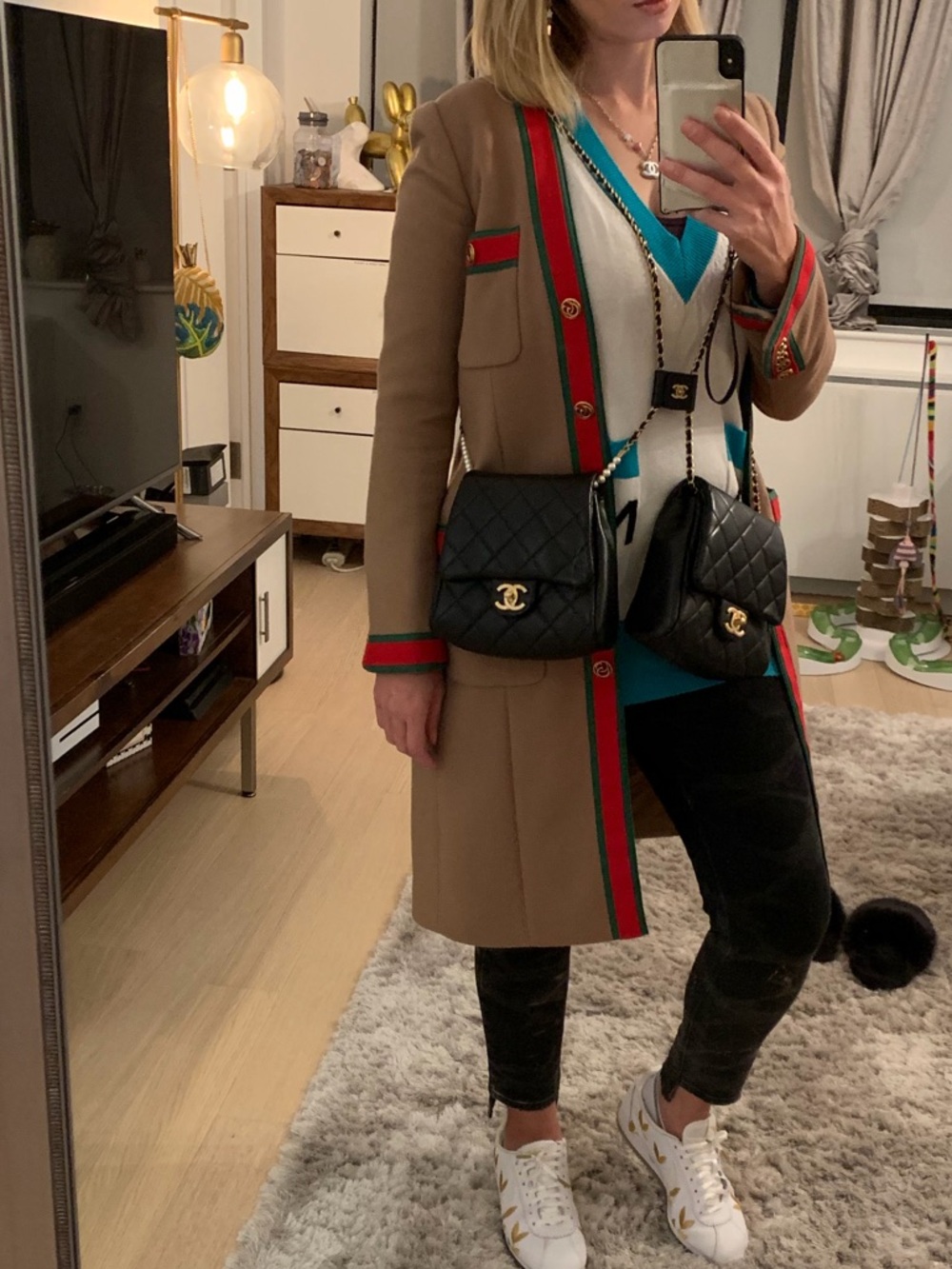 Gucci Camel Beige Wool Long Coat with Green Red Webbing GG Buttons IT 38 XS/S - Picture 11 of 11